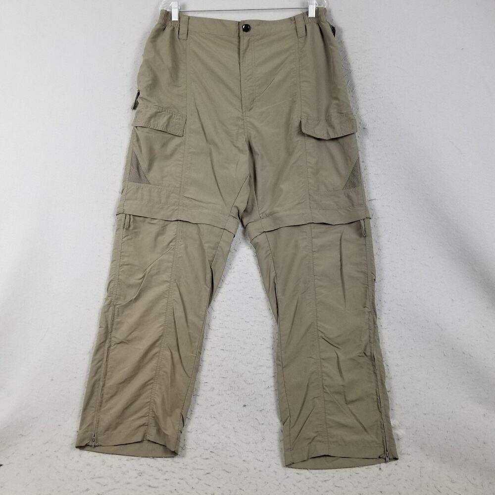 Reel Legends Pants Mens XL X L32 Khaki Nylon‎ Convertible Cargo Fishing Hiking